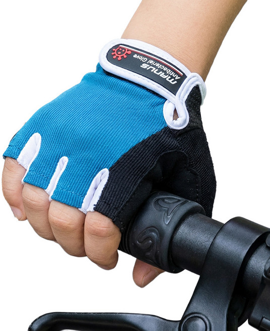 마누스 어린이 항균 자전거 반장갑 인라인 킥보드 스케이트보드 보호장갑, 블루, 1개