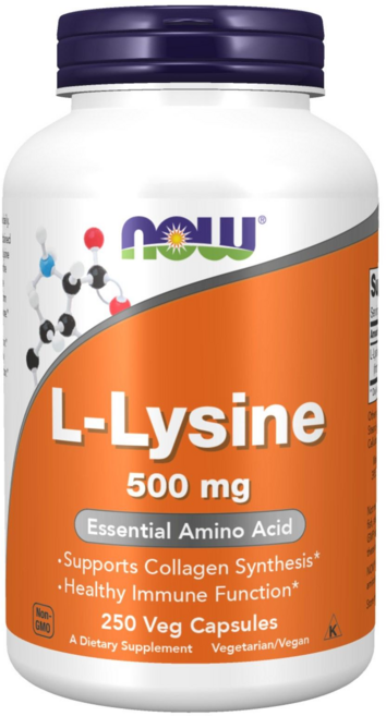 NOW Foods 左旋離胺酸植物膠囊 500mg, 250顆, 1罐