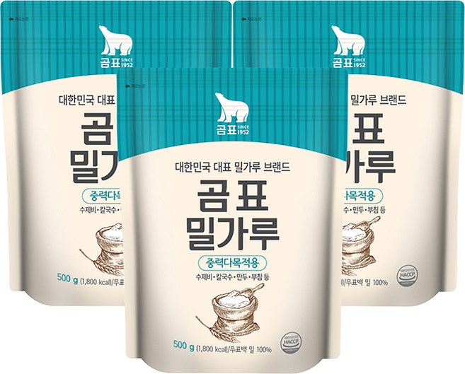 곰표 중력 다목정용 밀가루, 500g, 3개