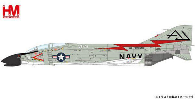 HOBBY MASTER 하비마스터 HA19031 1/72 F-4H-1 팬텀2VF-74 비 데빌러스 [다이캐스트 비행기], 단일, 1개
