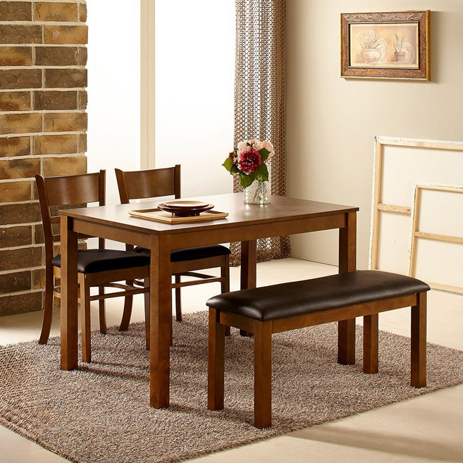 동서가구 캐빈 고무나무원목 4인용 식탁테이블 DF903831, 엔틱