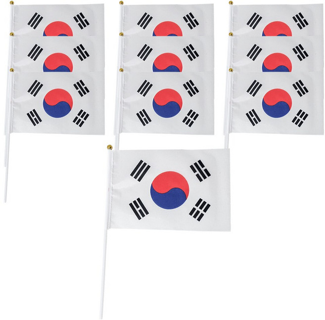 쇼핑팩토리 미니 천 수기 태극기, 10개, 소형 조립O