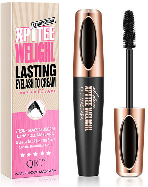 DFMEI 膜力豐盈睫毛膏 防水濃密纖長捲翹硅膠刷頭4D睫毛膏, 1個, 睫毛膏【英文包裝】:如圖