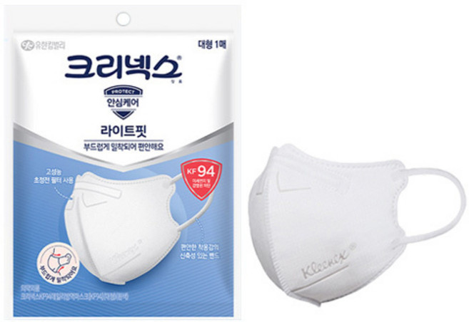 크리넥스 데일리 방역 마스크 KF94 대형 1입, 1개입, 2개