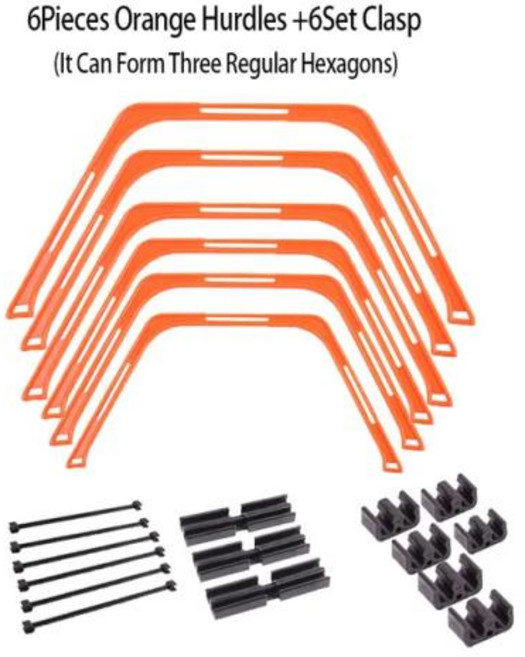 훈련 링 민첩성 축구 장비 접이식 육각형 발판 사다리 운동 멀티 용품 육각 장애물 6 개, [03] D-6Pcs Orange, 1개