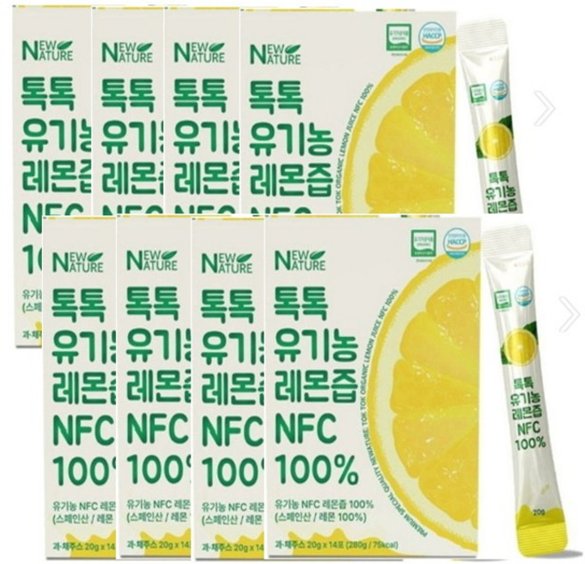뉴네이처 톡톡 유기농 레몬즙 NFC 100% 20g 14포, 8박스