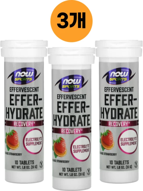 나우푸드 Effer Hydrate 발포 전해질 10정 3개 오렌지딸기맛 - 쿠팡