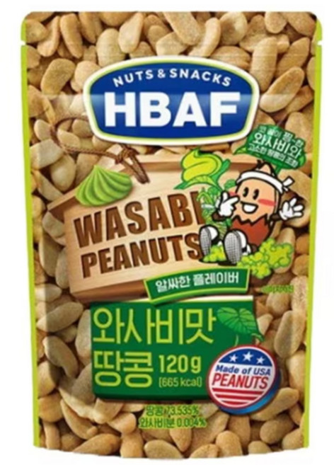 바프 와사비맛 땅콩 120g 1개/견과류믹스/간식, 1