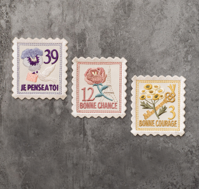 공구리 우표3종 와펜 옷패치 아플리케 자수패치 의류리폼자수 /wappen patch