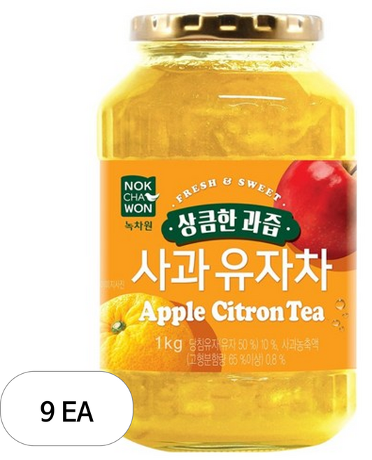 녹차원 상큼한 과즙 사과 유자차, 1kg, 9개, 1개입