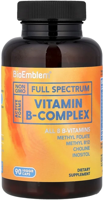 BioEmblem Vitamin B-Complex 90 Veggie Caps, BioEmblem, Vitamin B-Complex,, 1개 - 쿠팡