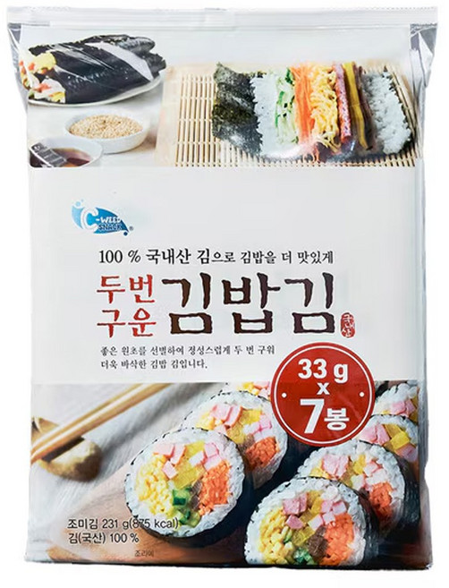 예맛 두번구운 김밥김, 33g, 7개