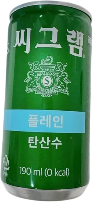 씨그램 플레인 탄산수, 190ml, 3개