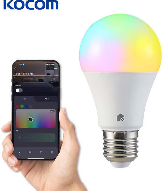 코콤 KA60 스마트 전구 LED 전구 전등 조명 원격제어 컬러 밝기조절 무선 와이파이, 1개