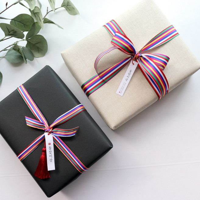 돌잔치 이벤트 선물포장 색동 포장지 세트, 색동리본1.5, 3세트