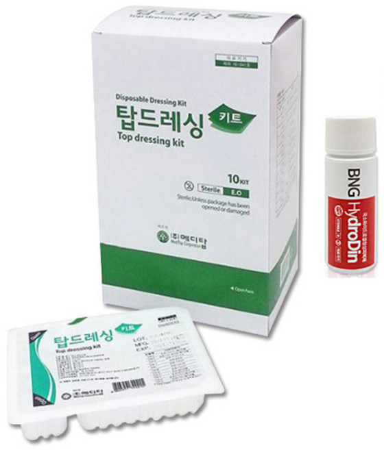 메디탑 일회용 드레싱키트 E형 10개입 핀셋 거즈 코튼볼 + 밴드골드 하이드로딘 (빨간약) 하이드로겔 창상피복재 16ml 세트, 1개