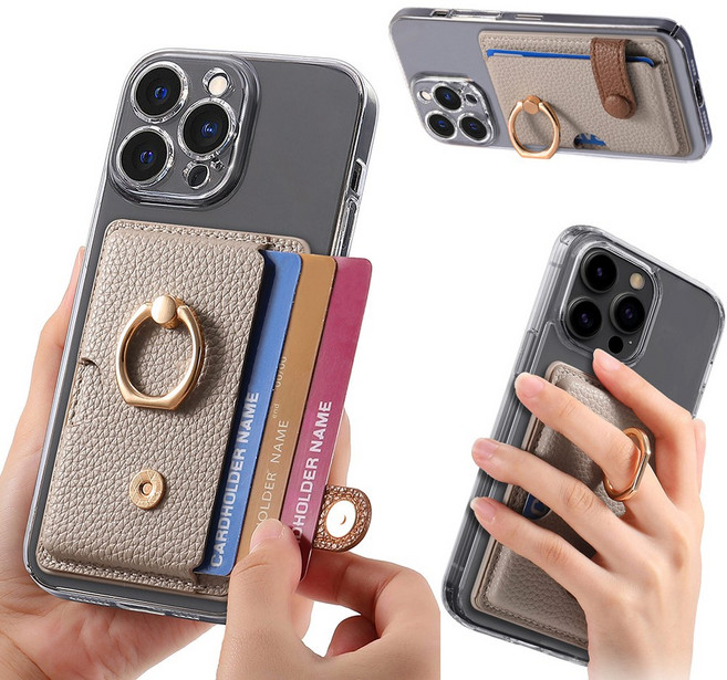 카드 지갑 핑거링 스마트톡 부착형, 1개, 베이지