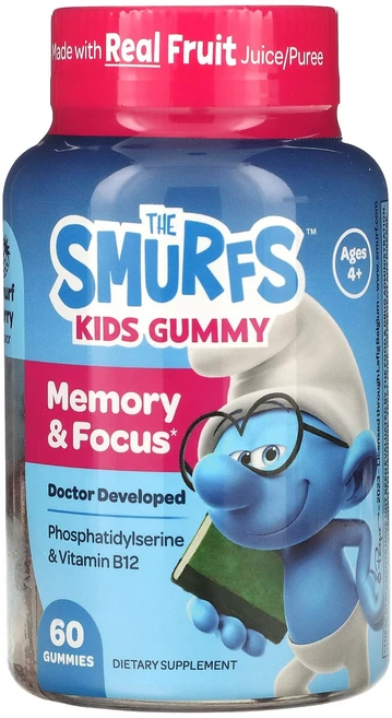 The Smurfs 어린이용 구미젤리 기억력 및 집중력 향상 만 4세 이상 스머프 베리 구미젤리 60개, The Smurfs 어린이용 구미젤..., 1개 - 쿠팡