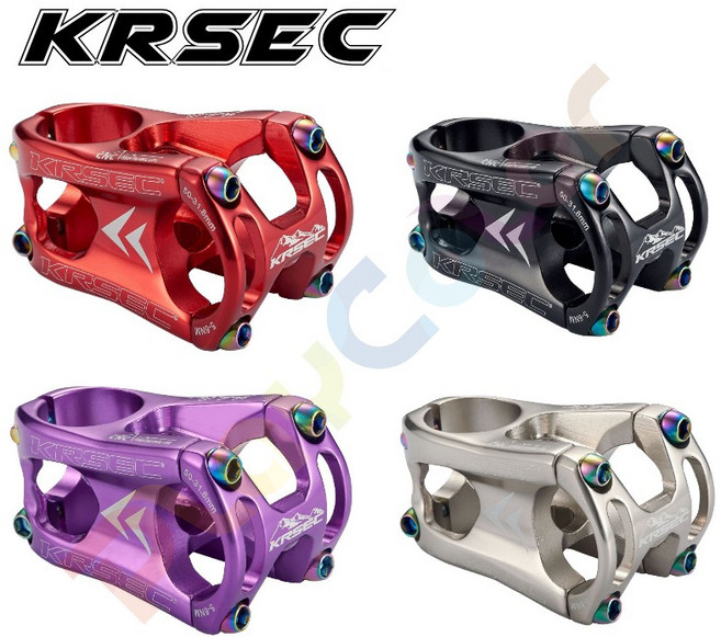 KRSEC 輕量化 龍頭 盒裝 CNC 鋁合金 50*31.8MM 簍空 把立 登山車 下坡車 玩色單車, 1個, 紫色