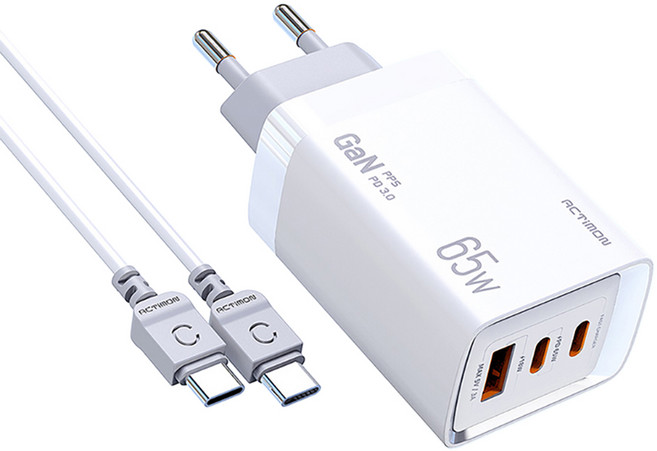 GaN PD 65W PPS 초고속 충전기 USB C타입 맥북 아이패드 노트북 충전지원, 엑티몬 GaN PD65W 충전기