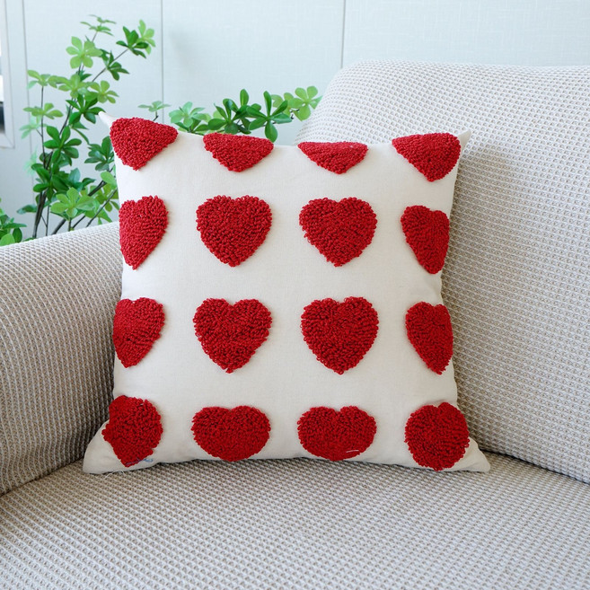 [리브나인] 러블리 터프티드 자수 쿠션 커버 45X45