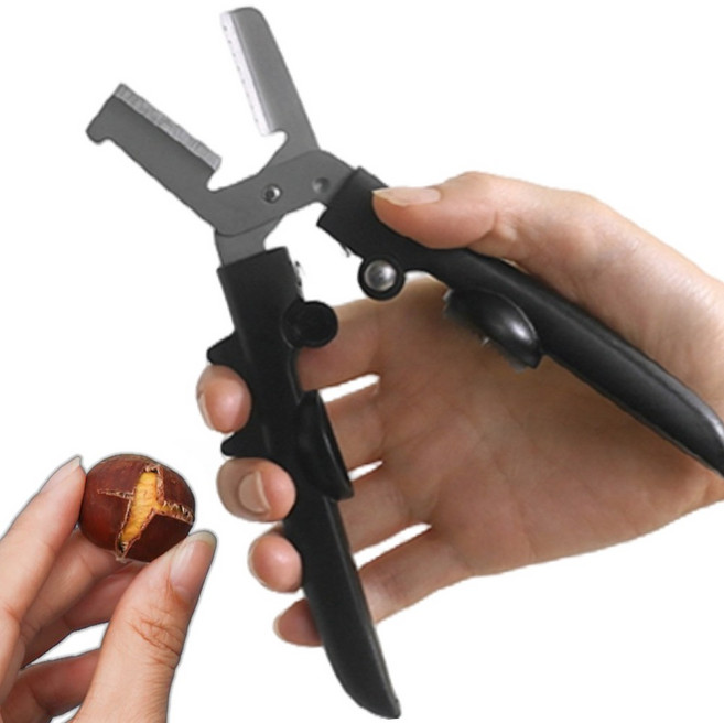 [4세대] 주니르 쉽고 편한 밤 칼집 가위 군밤 깍는 기계, 1개, 블랙