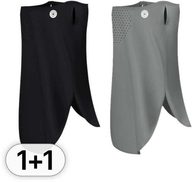 투데이리빙 1+1 자외선 차단 스포츠 골프 마스크 얼굴 햇빛 가리개 여름용 쿨마스크, R98051B(블랙+그레이, 롱타입, 2개