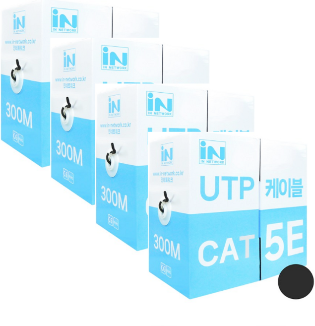 인네트CAT.5E UTP 보급형 랜케이블 검정 (박스형 단선), 블랙, 4박스, 300m