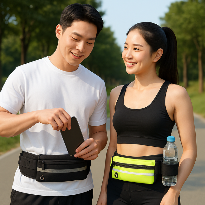 라핀다 휴대폰 쏙 러닝벨트 러닝 등산 방수 힙색, 펄스그린, 1개
