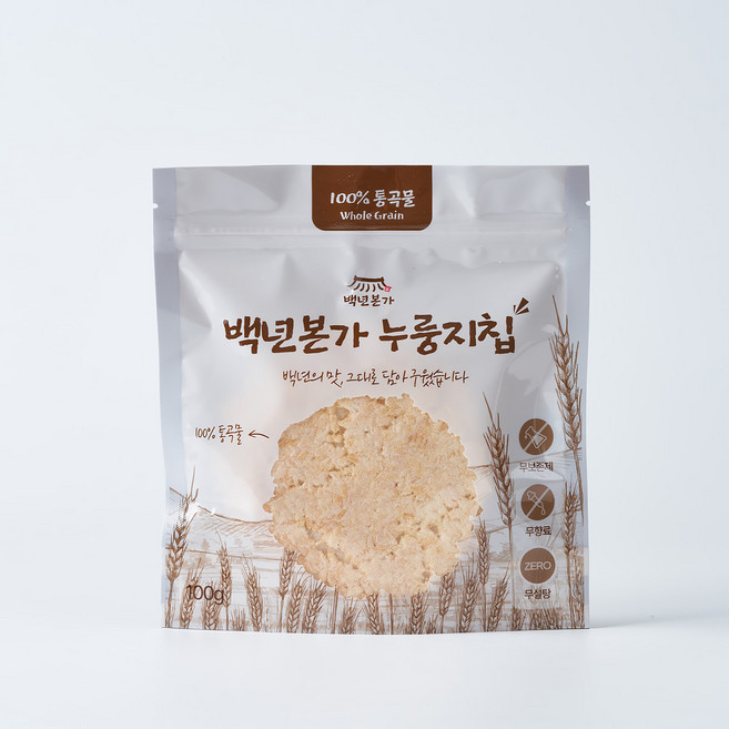 백년본가 국내산 1mm 햇쌀 건강간식 백미 누룽지칩, 100g, 6개