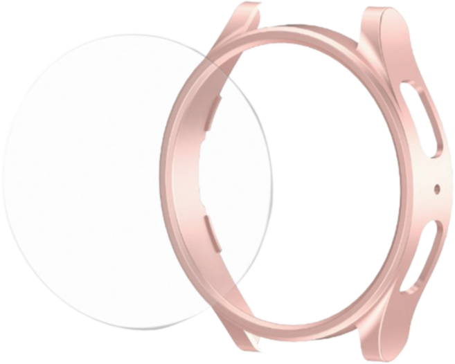 갤럭시워치 6 5 4 클래식 프로 범퍼 케이스 하프 프레임 액정보호 필름 투명케이스 40 44 43 47 42 46mm, 로즈골드