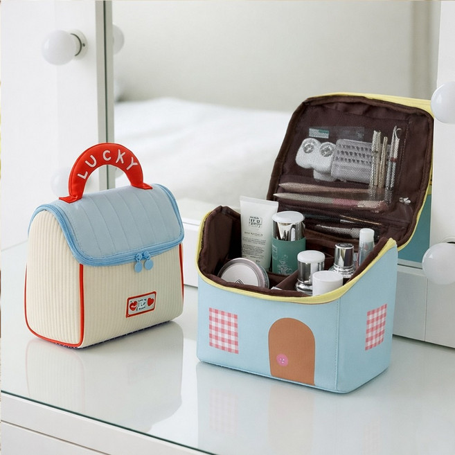 기저귀파우치 화장품파우치 멀티파우치 2종세트(L M), 2개, 파랑지붕, 노랑지붕