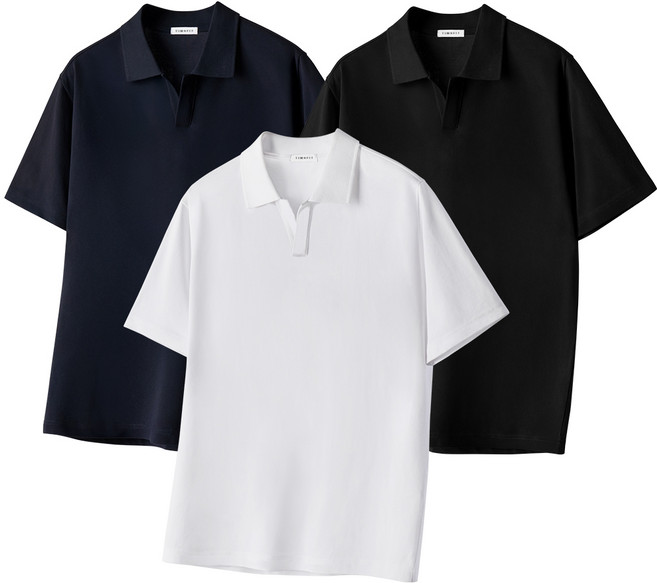 팀스핏 남성용 빅사이즈 쿨 코튼 폴로 피케 오픈카라 반팔 티셔츠