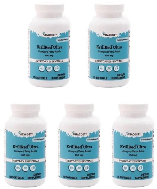 비타코스트 크릴레드 울트라 오메가3 지방산 100mg 소프트젤 120정, 5개 - 쿠팡