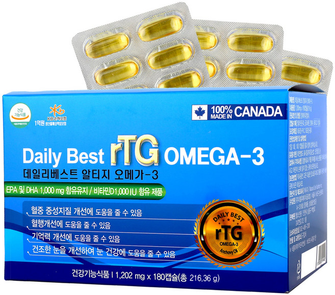 데일리베스트 rTG 오메가3, 180정, 1개
