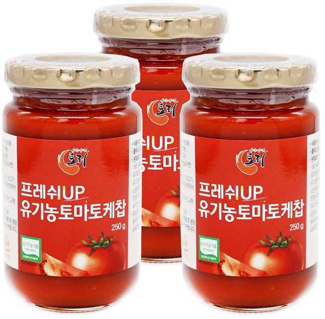 삿갓유통 유기농 토마토로 만든 토리식품 국산 토마토케찹 1병, 3개, 250ml