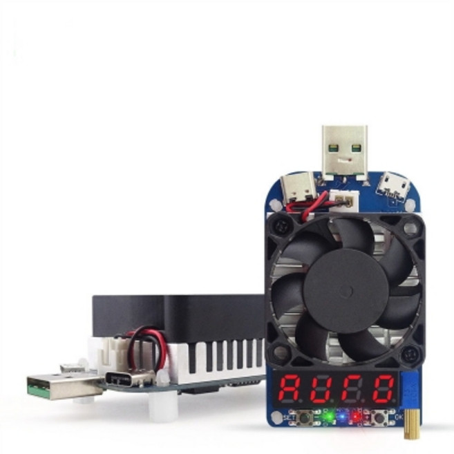 USB 전자 부하 테스터 HD35 - 35W 5A - 쿨링팬 탑재 방전 테스트기 (USB-A/Micro/Type-C), 1개