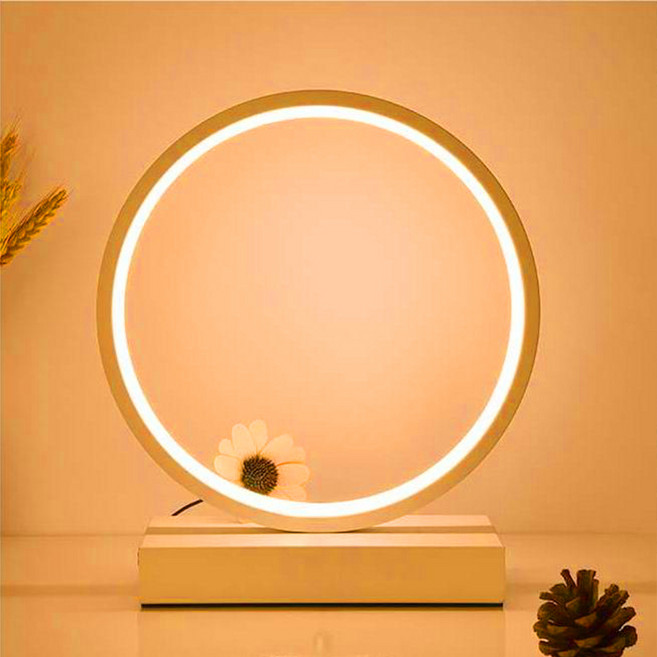 ZOZOFO 북유럽 원형 LED 무드등 스탠드 인테리어 침실 패션 조명 램프 테이블 단스탠드 취침등 수유등 침실 거실 카페등, 원형-3색 조절