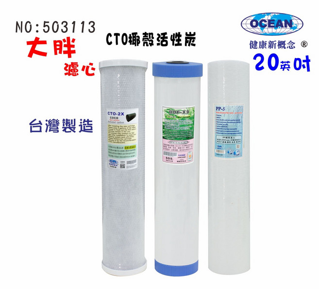 20吋大胖淨水器濾心PP棉椰殼活性炭水塔過濾器地下水, 1個, 503113