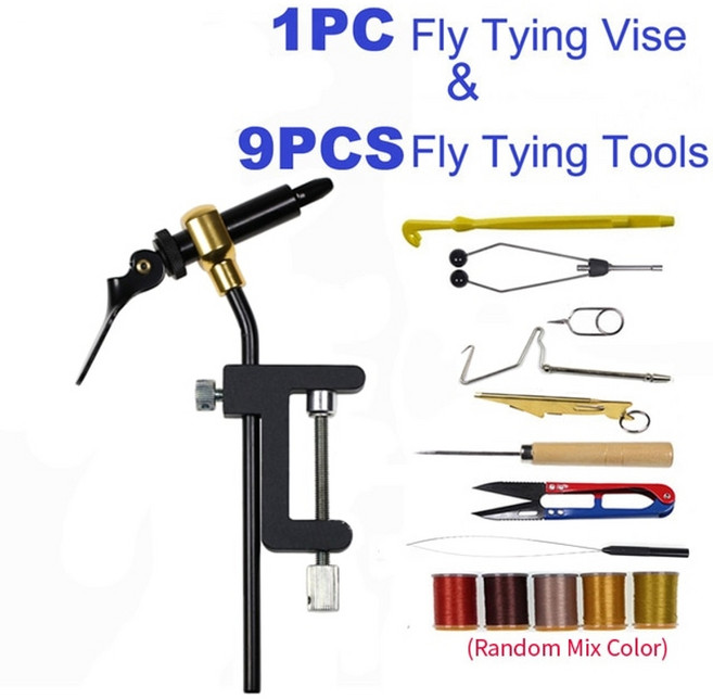 테클박스 낚시태클박스 wifreo 로터리 플라이 타이 바이스 도구 황동 c clamp 회전 후크 도구 스틸 휩 피니셔 보빈 스레드 홀더 기본 플라이 후크 도구, 10pcs 도구 세트 b, 1개