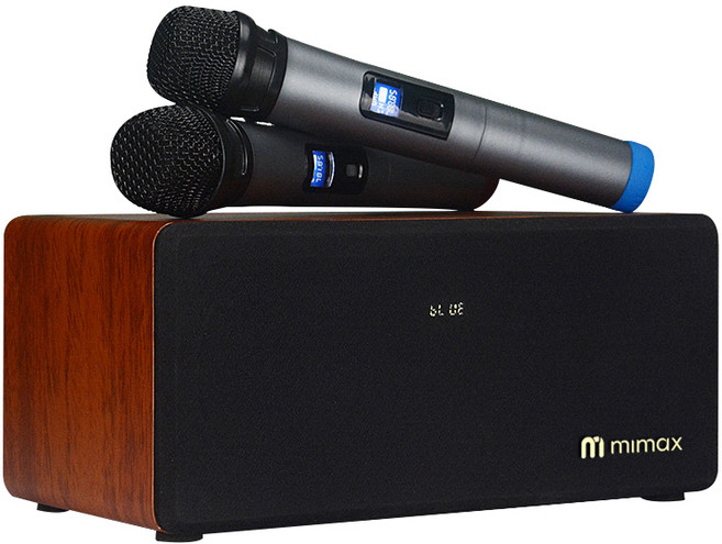 mimax 無線藍牙麥克風音響組合 木質音箱 家庭KTV, 1套, N-S10