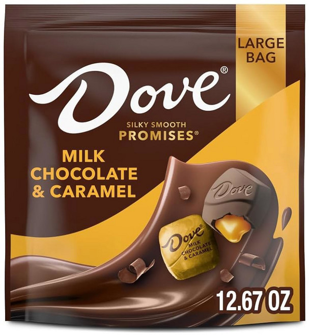 DOVE 밀크 초콜릿 카라멜 캔디 개별 포장 벌크 12 67온스 라지 약속, Milk Chocolate Caramel
