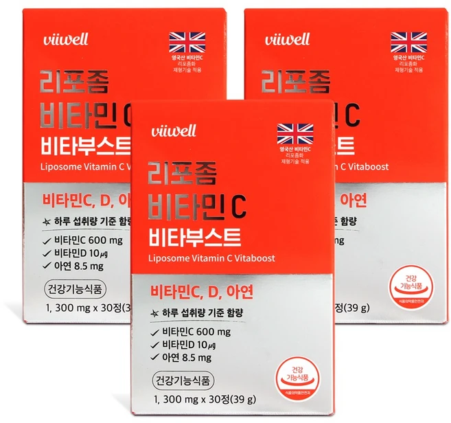 리포좀 비타민C 비타부스트 1000mg 리포소말 리포조말 비타민, 30정, 3박스 - 쿠팡
