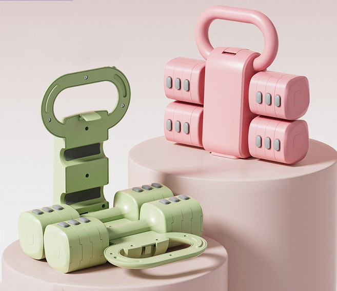 [SMTONE] 무게조절 분리가능한 다기능 덤벨 포트벨 아령 케틀벨 클럽벨 3in1 홈트 운동기구 아령세트 웨이트 트레이닝, 옐로우, 1개, 5kg