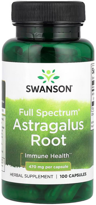 Swanson Astragalus 황기뿌리추출물 470mg 100캡슐 3개 아스트라갈루스, 100정
