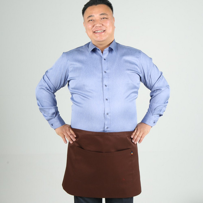 오투라이프에이프런 빅사이즈 바리스타 폴리 반앞치마, 브라운, 1개