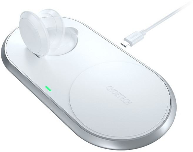 Choetech充電便利貼系列 Apple蘋果三合一無線充電盤 一貼即充 適用於iPhone、AirPods、Apple Watch, 白, 1個