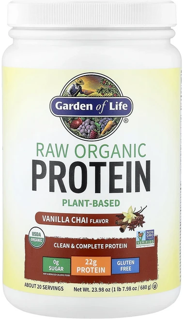 새해 건강을 선물하세요 Garden of Life 무가공 유기농 단백질 바닐라 차이 680g(1lb 7.98oz) 특별관리진행, GardenofLife무가공유기농단백질바닐라차이680g, 680g, 1개 - 쿠팡