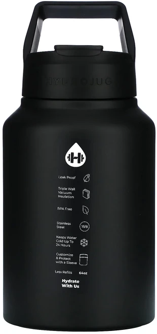 지금 곧 품절됩니다 HydroJug 스테인리스강 용기 매트 블랙 64oz 서둘러주시면 감사하겠습니다, 1개 - 쿠팡
