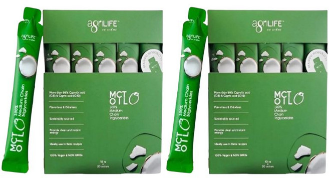 agriLIFE MCT OIL 中鏈三酸甘油酯 隨身包 10ml x 30包 無味無色 生酮飲食適用, 2個, 300ml